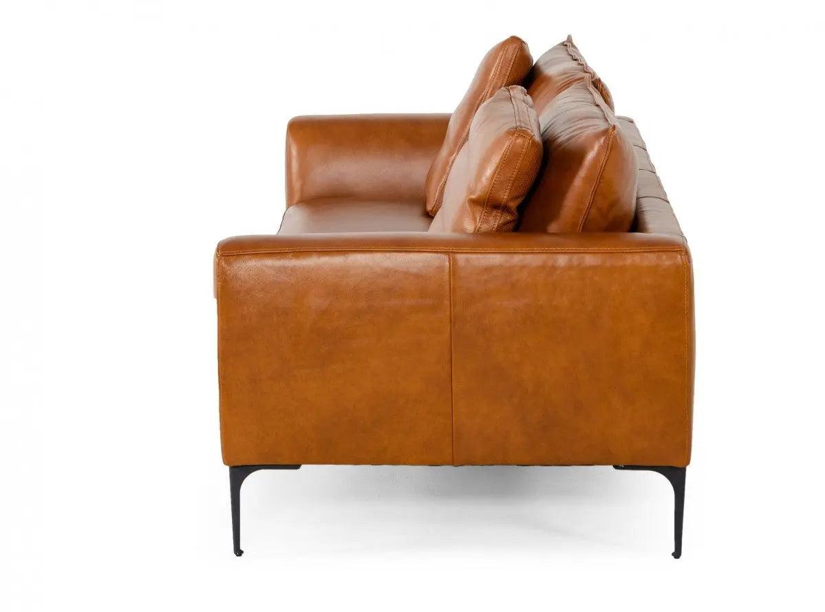 Vig Furniture - Divani Casa Jacoba - Modern Camel Leather Sofa - Vgkkkf2620-Cml-Sofa-3