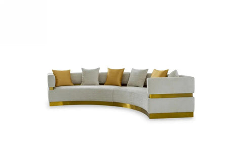 Vig Furniture - Divani Casa Kiva - Glam Beige And Gold Fabric Sectional Sofa - Vgodzw-9114