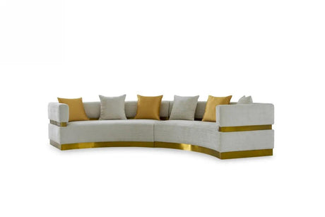 Vig Furniture - Divani Casa Kiva - Glam Beige And Gold Fabric Sectional Sofa - Vgodzw-9114