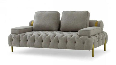 Divani Casa Ladera Glam Grey And Gold Fabric Loveseat Vgodzw - 9106 - Lvst | Home Elegance USA