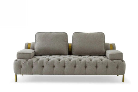 Vig Furniture - Divani Casa Ladera - Glam Grey And Gold Fabric Loveseat - Vgodzw-9106-Lvst