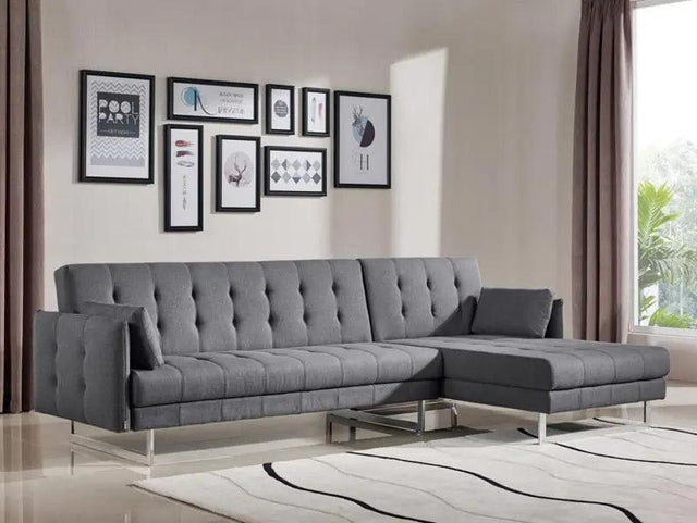 Vig Furniture - Divani Casa Lennox Modern Grey Fabric Sectional Sofa Be - Vgmb-1600D-Gry