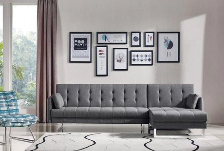 Vig Furniture - Divani Casa Lennox Modern Grey Fabric Sectional Sofa Be - Vgmb-1600D-Gry