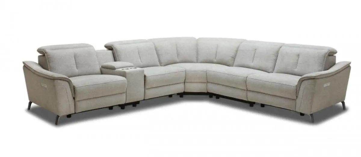 Divani Casa Lloyd Modern Grey Fabric Sectional With Three Recliners Vgkmkm510H - Sect - Gry | Home Elegance USA