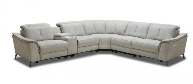 Vig Furniture - Divani Casa Lloyd - Modern Grey Fabric Sectional With Three Recliners - Vgkmkm510H-Sect-Gry