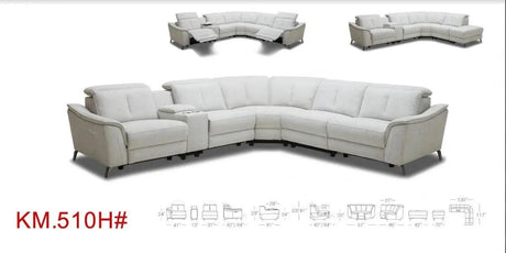 Vig Furniture - Divani Casa Lloyd - Modern Grey Fabric Sectional With Three Recliners - Vgkmkm510H-Sect-Gry