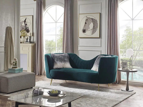 Divani Casa Loretta Modern Green Velvet Sofa Vgmb - 1861 - Grn | Home Elegance USA