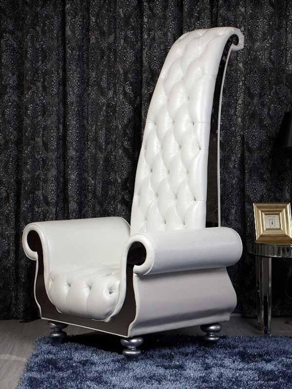 Vig Furniture - Divani Casa Luxe Neo-Classical Pearl White Italian Leather Tall Chair - Vgknd6032