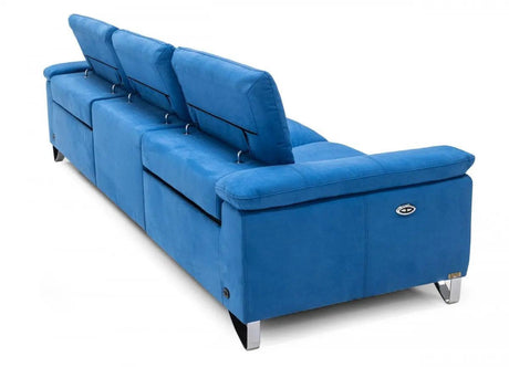 Vig Furniture - Divani Casa Maine Modern Blue Fabric Sofa W- Electric Recliners - Vgkne9104-E9-Blu-4-S