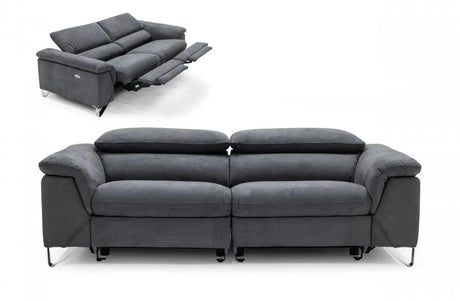 Vig Furniture - Divani Casa Maine Modern Dark Grey Fabric Sofa W- Electric Recliners - Vgkne9104-E9-Gry-3-S