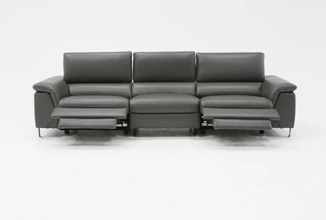 Vig Furniture - Divani Casa Maine Modern Grey Eco-Leather Sofa W- Electric Recliners - Vgkne9104-Eco-Dk-Gry