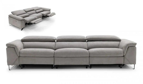 Vig Furniture - Divani Casa Maine - Modern Light Grey Fabric Sofa W- Electric Recliners - Vgkne9104-E9-Ltgry-4-S