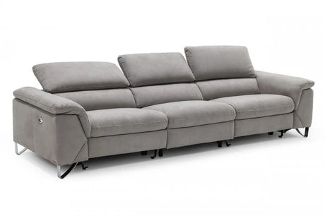 Vig Furniture - Divani Casa Maine - Modern Light Grey Fabric Sofa W- Electric Recliners - Vgkne9104-E9-Ltgry-4-S