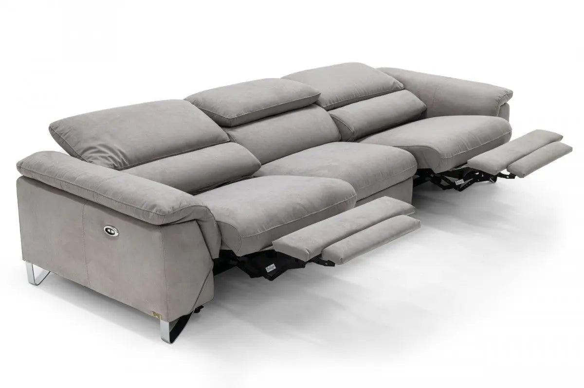 Vig Furniture - Divani Casa Maine - Modern Light Grey Fabric Sofa W- Electric Recliners - Vgkne9104-E9-Ltgry-4-S