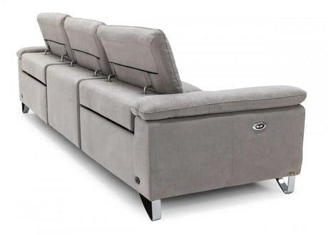 Vig Furniture - Divani Casa Maine - Modern Light Grey Fabric Sofa W- Electric Recliners - Vgkne9104-E9-Ltgry-4-S