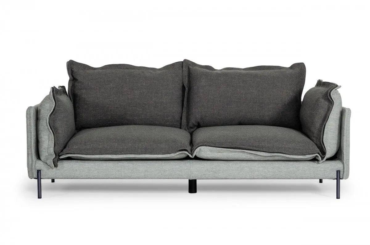 Divani Casa Mars Modern Grey & Dark Grey Fabric Sofa Vgcf591 - Dkgry - S | Home Elegance USA