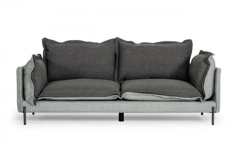 Vig Furniture - Divani Casa Mars - Modern Grey & Dark Grey Fabric Sofa - Vgcf591-Dkgry-S