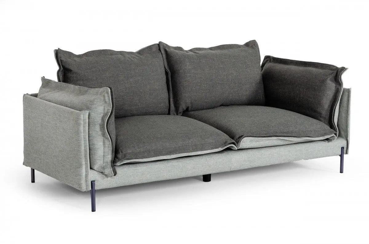 Divani Casa Mars Modern Grey & Dark Grey Fabric Sofa Vgcf591 - Dkgry - S | Home Elegance USA