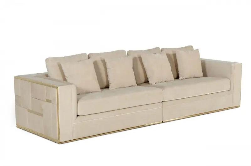 Vig Furniture - Divani Casa Mobray - Glam Beige And Gold Fabric Sofa - Vguimy524