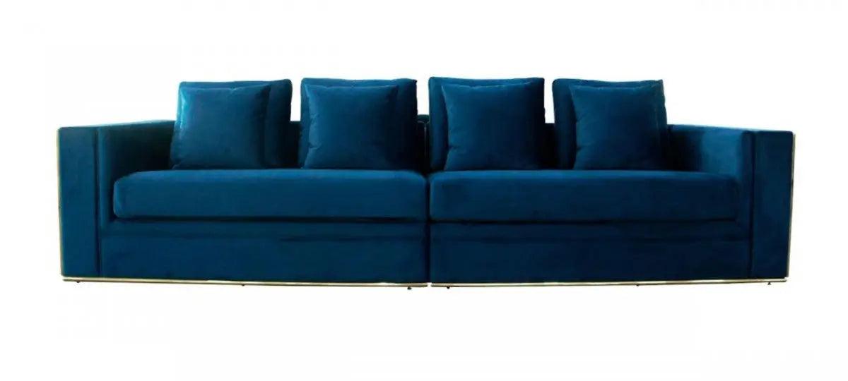 Vig Furniture - Divani Casa Mobray - Glam Blue & Gold Fabric Sofa - Vguimy524-Blue