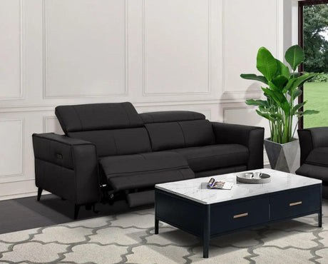 Vig Furniture - Divani Casa Nella - Modern Black Leather 3-Seater Sofa W- Electric Recliners - Vgkne9193-Blk-3S