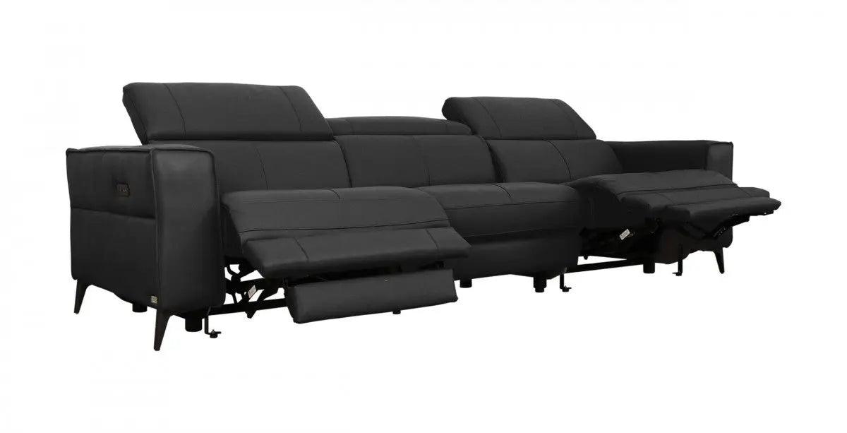 Divani Casa Nella Modern Black Leather 4 - Seater Sofa WElectric Recliners Vgkne9193 - Blk - 4S | Home Elegance USA