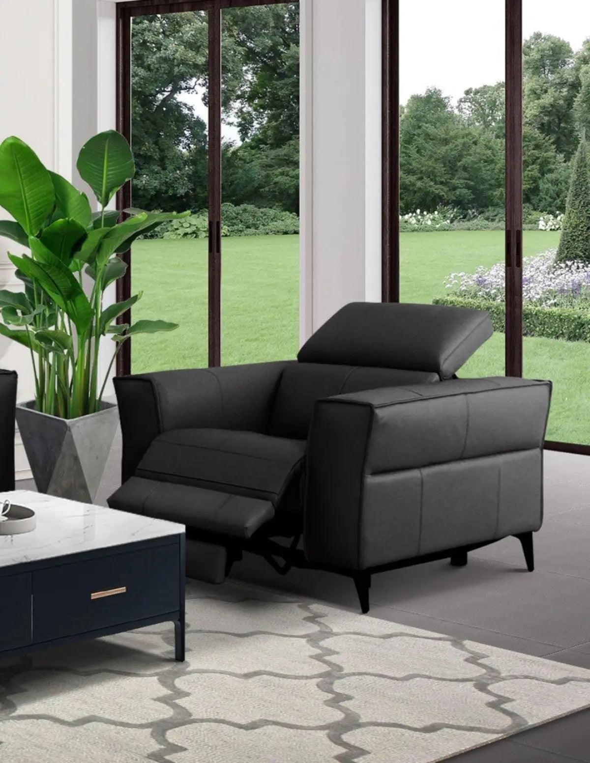 Vig Furniture - Divani Casa Nella Modern Black Leather Armchair W- Electric Recliner - Vgkne9193-Blk-Ch