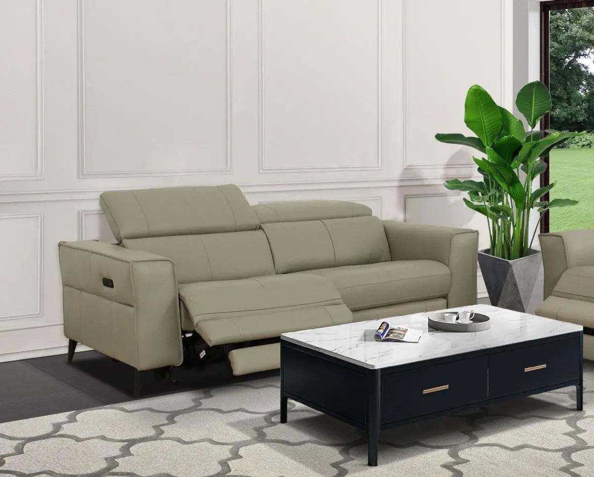 Divani Casa Nella Modern Light Grey Leather 3 - Seater Sofa WElectric Recliners Vgkne9193 - Ltgry - 3S | Home Elegance USA