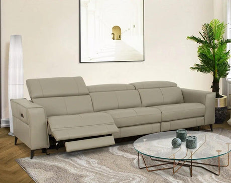 Vig Furniture - Divani Casa Nella Modern Light Grey Leather 4-Seater Sofa W- Electric Recliners - Vgkne9193-Ltgry-4S