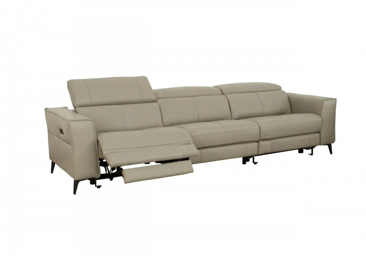 Vig Furniture - Divani Casa Nella Modern Light Grey Leather 4-Seater Sofa W- Electric Recliners - Vgkne9193-Ltgry-4S