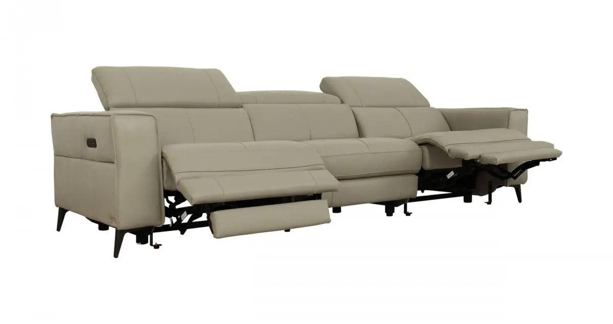 Vig Furniture - Divani Casa Nella Modern Light Grey Leather 4-Seater Sofa W- Electric Recliners - Vgkne9193-Ltgry-4S