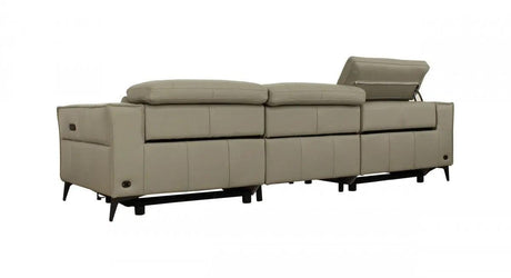 Vig Furniture - Divani Casa Nella Modern Light Grey Leather 4-Seater Sofa W- Electric Recliners - Vgkne9193-Ltgry-4S