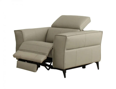 Vig Furniture - Divani Casa Nella Modern Light Grey Leather Armchair W- Electric Recliner - Vgkne9193-Ltgry-Ch