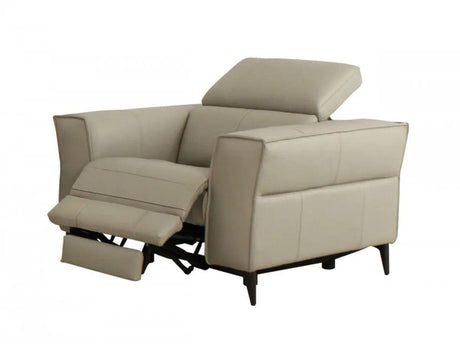 Vig Furniture - Divani Casa Nella Modern Light Grey Leather Armchair W- Electric Recliner - Vgkne9193-Ltgry-Ch