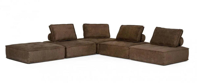 Vig Furniture - Divani Casa Nolden - Modern Brown Fabric Sectional Sofa - Vgknk8542-Brn-3