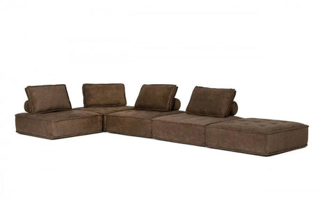 Vig Furniture - Divani Casa Nolden - Modern Brown Fabric Sectional Sofa - Vgknk8542-Brn-3