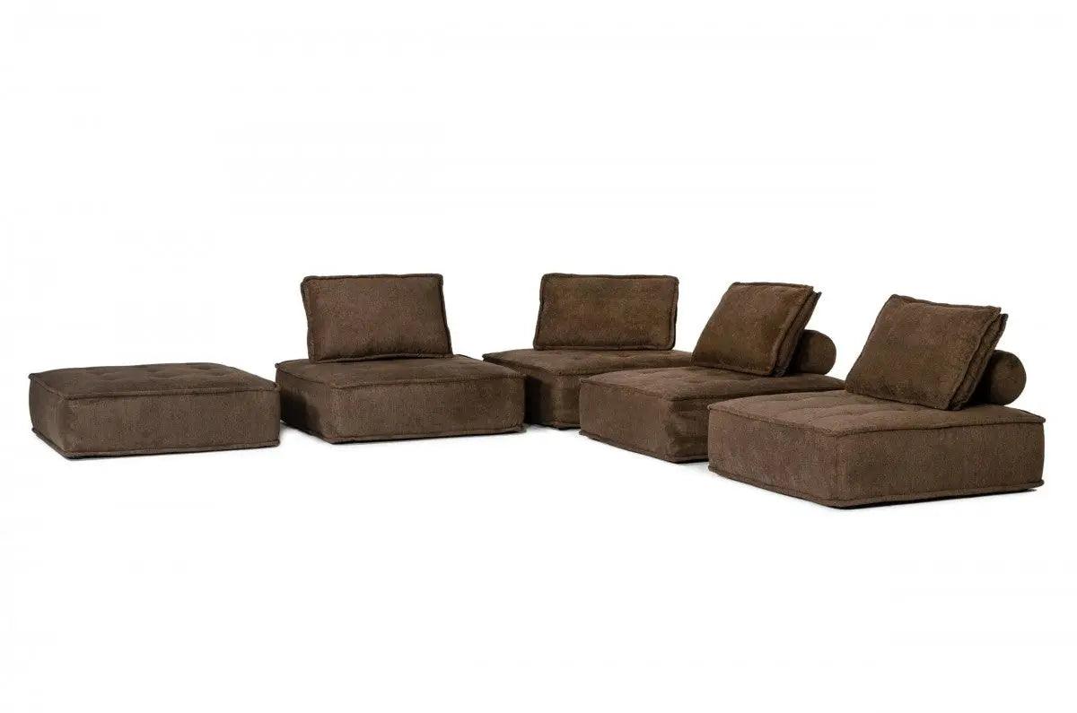 Vig Furniture - Divani Casa Nolden - Modern Brown Fabric Sectional Sofa - Vgknk8542-Brn-3