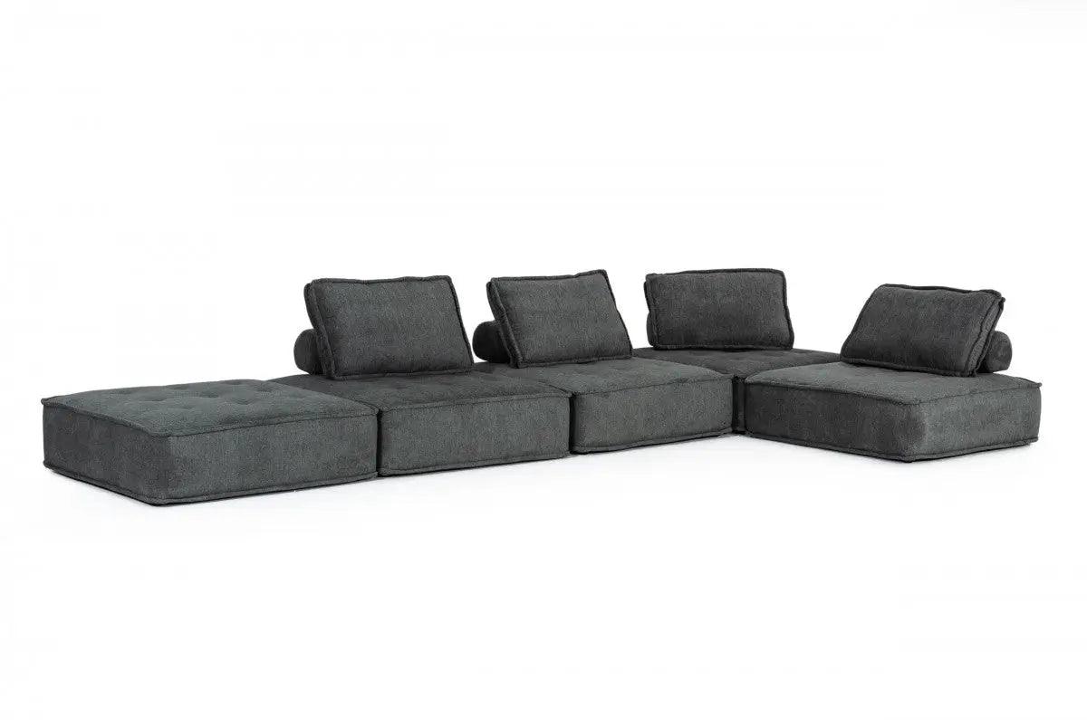 Vig Furniture - Divani Casa Nolden - Modern Dark Grey Fabric Sectional Sofa - Vgknk8542-Dkgry-1