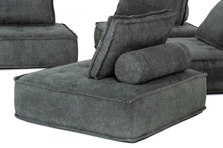 Vig Furniture - Divani Casa Nolden - Modern Dark Grey Fabric Sectional Sofa - Vgknk8542-Dkgry-1