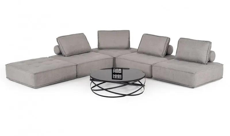 Vig Furniture - Divani Casa Nolden - Modern Grey Fabric Sectional Sofa - Vgknk8542-Grey