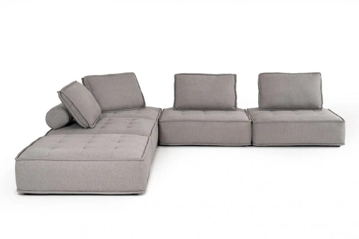 Divani Casa Nolden Modern Grey Fabric Sectional Sofa Vgknk8542 - Grey | Home Elegance USA