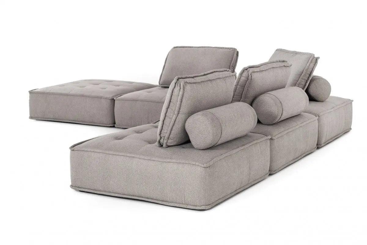 Vig Furniture - Divani Casa Nolden - Modern Grey Fabric Sectional Sofa - Vgknk8542-Grey