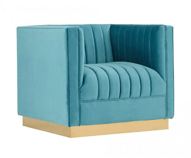 Vig Furniture - Divani Casa Oneida Modern Blue Velvet Lounge Chair - Vgrh-Rhs-Ac-506-Blu