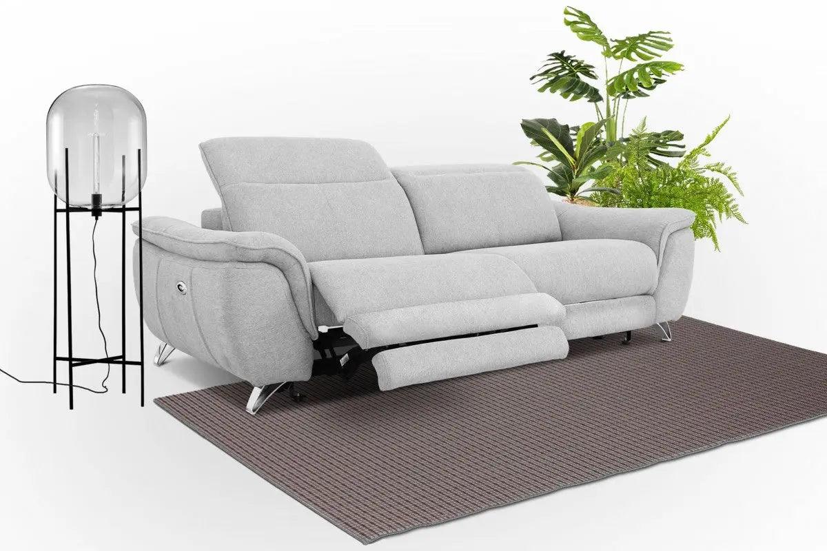 Vig Furniture - Divani Casa Paul Contemporary Grey Fabric 3-Seater Sofa W- Electric Recliners - Vgkne9156-Gry-3S