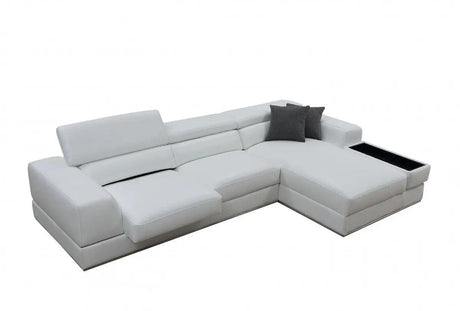 Vig Furniture - Divani Casa Pella Mini Modern White Leather Right Facing Sectional Sofa - Vgca5106A-Wht-Raf-Sect