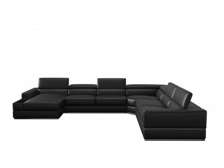 Vig Furniture - Divani Casa Pella - Modern Black Italian Leather U Shaped Laf Chaise Sectional Sofa - Vgev-5106-Blk-Sect