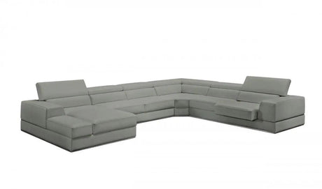 Vig Furniture - Divani Casa Pella - Modern Grey Italian Leather U Shaped Sectional Sofa - Vgca5106O-Gry-Laf-Sect