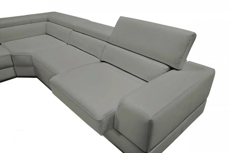 Vig Furniture - Divani Casa Pella Modern Grey Italian Leather U Shaped Sectional Sofa - Vgca5106O-Gry-Sect