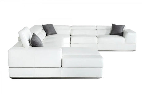 Vig Furniture - Divani Casa Pella - Modern White Italian Leather Sectional Sofa - Vgca5106-Laf