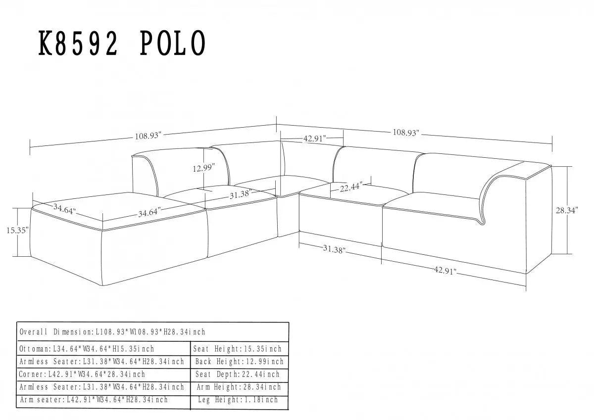 Vig Furniture - Divani Casa Polo Modern Green + Blue + Grey Fabric Modular Sectional Sofa - Vgknk8592-Multi-Sect